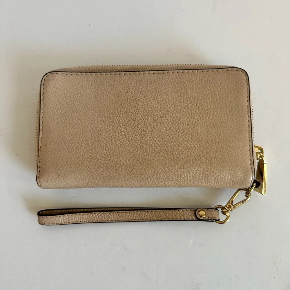 Michael Kors Zip Around‎ Wristlet Wallet Blush Pink Pebbled Leather - Picture 2 of 5